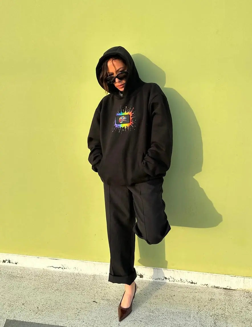 Pack " Full Colors " - Hoodie noir unisexe - 7 box logo inclus KAMEL&LEON