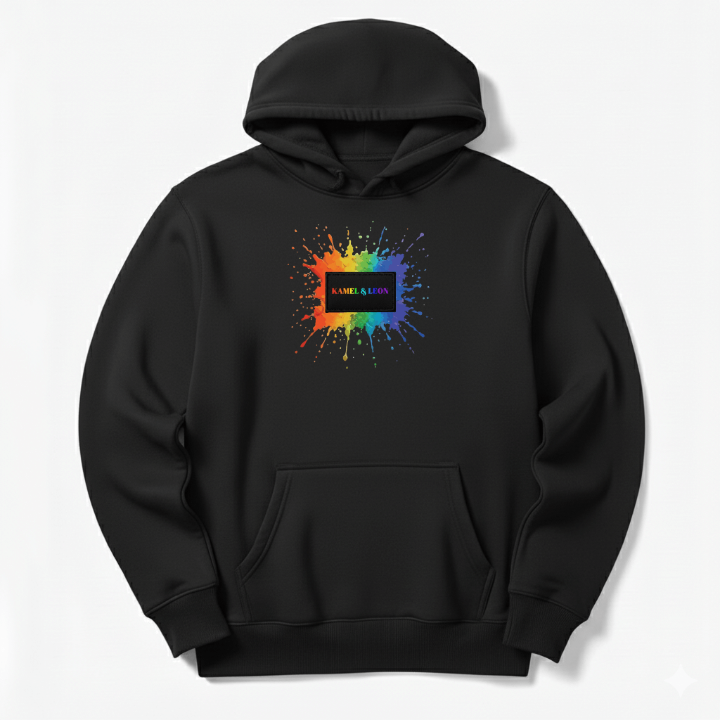 Hoodie Noir Kamel & Léon – Birth of Colors | Série Limitée 70 Pièces
