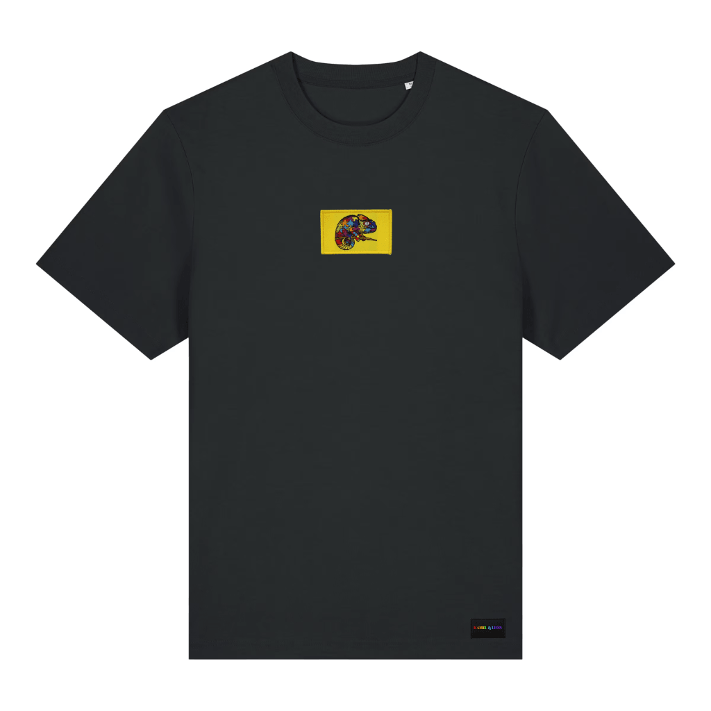 Tee-shirt noir unisexe caméléon - patch colors - Emotions
