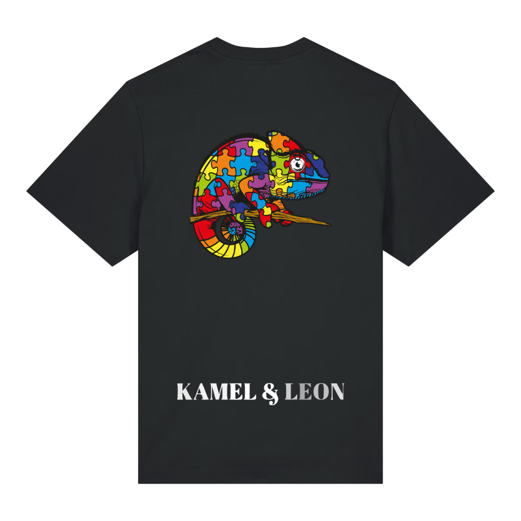 Tee-shirt noir unisexe caméléon - patch colors - Emotions
